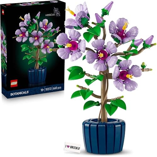 LEGO Hibiskus Blume (10372) - Blumen LEGO Botanicals, Blumenstrauß Deko (inkl. bedruckter Fliese) - Image 1
