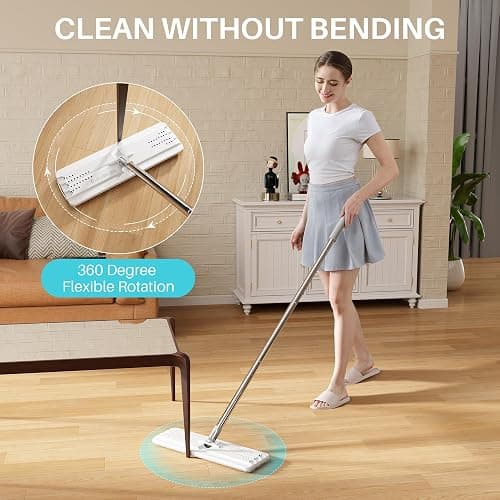 JOYMOOP 8L (2.1 Gal) Large Capacity Mop System with Extension Handle, Perfect for Household and Commercial Floor, Window, and Wall Cleaning - Includes 3 Washable Microfiber Pads for Wet and Dry Use thumbnail 5