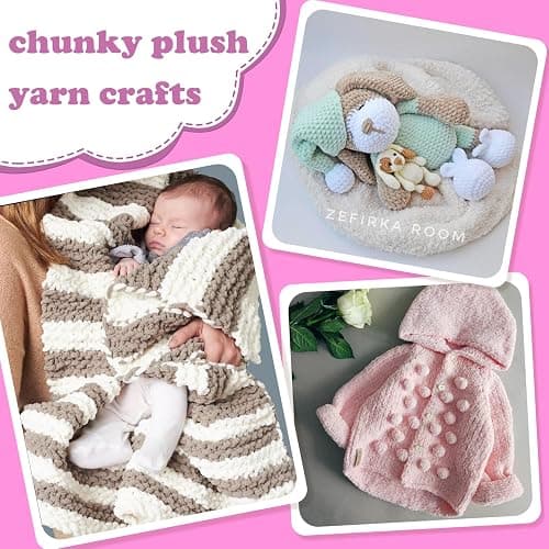 Chunky Chenille Yarn for Crocheting, Fluffy Baby Blanket Yarn for Crochet Sweater Shawl Scarf Gloves, Super Soft Amigurumi Plush Yarn 74 yds/3.5 oz (Black) thumbnail 5