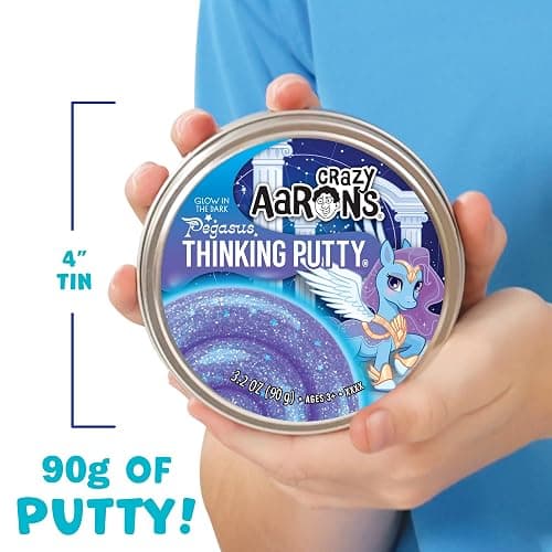 Crazy Aaron's Thinking Putty® - Pegasus - Glow in The Dark Sensory Putty for Kids and Grown ups in a 4" Tin - Creative and Endless Fun, Stress Relief Therapy Toys, Never Dries Out - Made in USA thumbnail 2