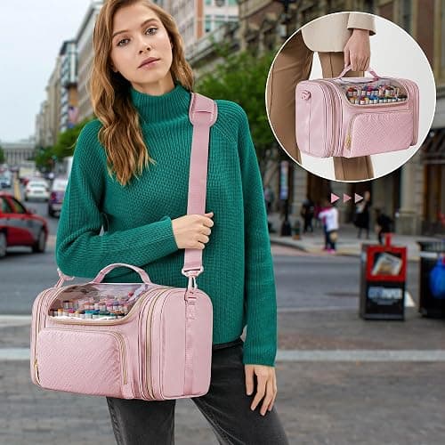 Rexmica Marker Organizer Bag for 180-300 Markers, Large Marker Storage Case with Detachable Divider for Adults, Markers Travel Holder Case Bag for Various Markers or Other Art Craft Supply, Pink thumbnail 2