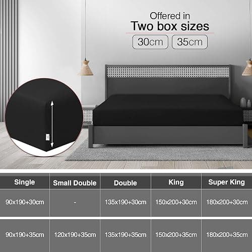 LYMA Bedding Fitted Sheet Double, Deep Pocket 35CM, OEKO-TEX Certified, Ultra Soft Nanoplush Double Brushed Quick Dry, Shrink Wrinkle & Fade Resistant, Easy Care Elastic Bottom Sheet (Black) thumbnail 4