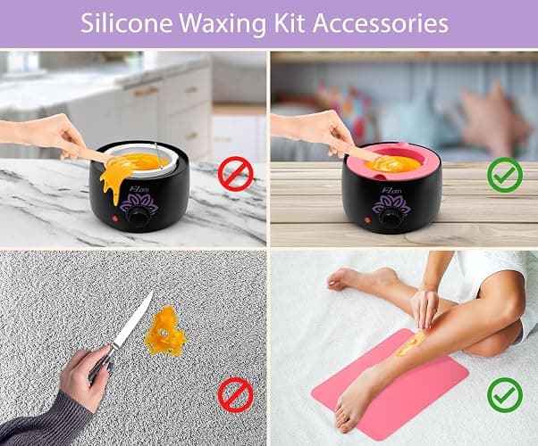 AZAM All-in-one At Home Waxing Kit for Hair removal,Wax pot Waxing Professiona+4 Pack Hard Beads+Silicone Bowl 2 Treatment Oils Wax Kit Accessories Warmer for Full Body thumbnail 9
