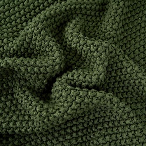 Longhui bedding Chunky Cable Knit Throw Blanket Lightweight Olive Green 100% Organic Cotton Blanket for Sofa Couch Bed Baby Nursery, Rustic Shabby Chic Modern Farmhouse, 51” x 63” Give Laundering Bag thumbnail 4