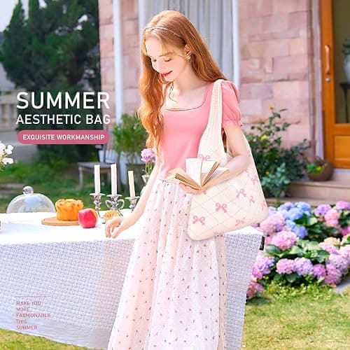 KPX Crochet Tote, Beach Mesh Knitted Shoulder Bag - Large Aesthetic Hobo Bag for Women - Summer thumbnail 3