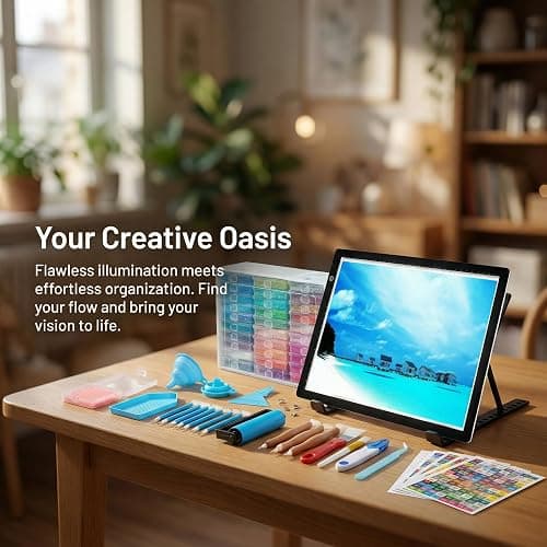156PCS All Inclusive Diamond Art Accessories Kit with A4 Diamond Painting Light Pad Kit,Diamond Art Trays with Lids& 5D Painting Tools Set for Full Drill & Partial Drill Art thumbnail 9