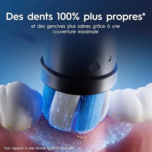 Oral-B Brosse A Dents Electrique iO 6 Noire, 5 Modes De Brossage Dont Blancheur Et Soin Des Gencives, Capteur De Pression, Ecran Interactif, 3 Brossettes De Rechange Oral B, Etui De Voyage, Carton thumbnail 5