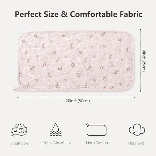 Susurration Muslin Burp Cloths, Soft Baby Burping Cloths for Unisex Boys and Girls, Newborn Essentials Large Extra Absorbent Washcloths, 20x10in, 6 Pack thumbnail 3