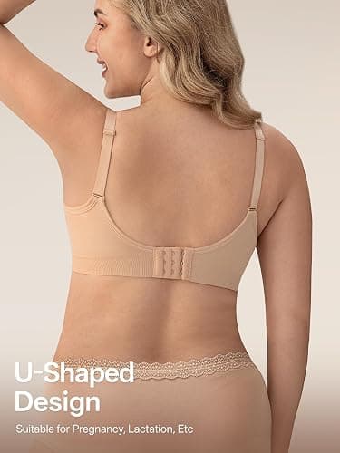 Angelhood Nursing Bra 5 Pack Womens Maternity Breastfeeding Seamless Wireless Sleep Bra with Extenders thumbnail 4