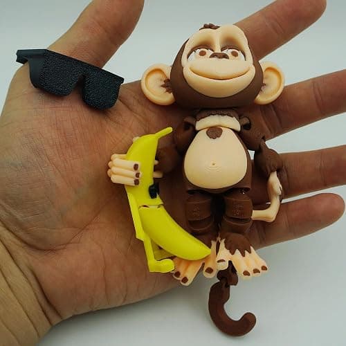 Xonery 3D Printed Monkey Kids Toy Articulated Animal Figurine Executive Desk Toys, Festive Holiday Desk Decor,Mini Play Ornament,Easter Basket Stuffers Gifts(Banana Brown) thumbnail 5