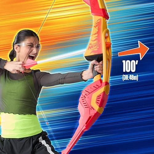 Nerf Pyrostrike Megabow, 42-Inch Bow Fires Arrows Up to 105 Feet, 2 Arrows with Soft Tips, Kids Outdoor Toys, Ages 10+ (Amazon Exclusive) thumbnail 6