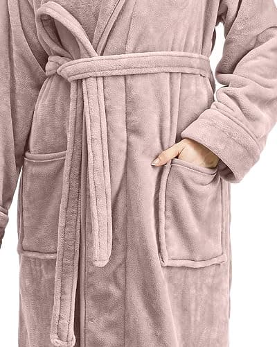 NY Threads Women's Fleece Hooded Bathrobe Plush Long Spa Robe thumbnail 4