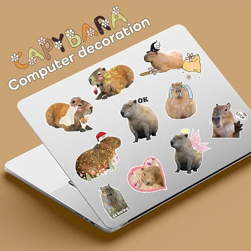 Capybara Stickers, 108 PCS Funny Vinyl Waterproof, Meme Animals Holographic Decals Stickers for Laptop, Water Bottles, Capy Birthday Decorations, Gifts for Capybara Lover thumbnail 5