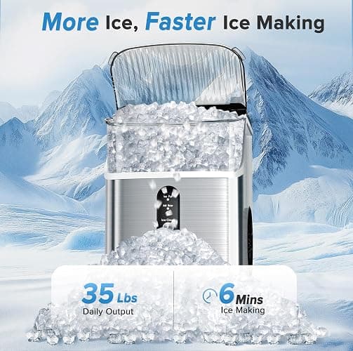 Electactic Countertop Nugget Ice Maker Pro - 34lbs/24H, Self-Cleaning Pellet Ice Machine with Soft Chewable Ice, One-Touch Operation for Home, Kitchen, Office (Silver) thumbnail 5