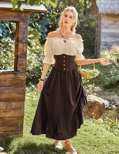 Scarlet Darkness Maxi Skirts for Women Renaissance Skirt Long Flowy Layered Medieval Skirt thumbnail 3