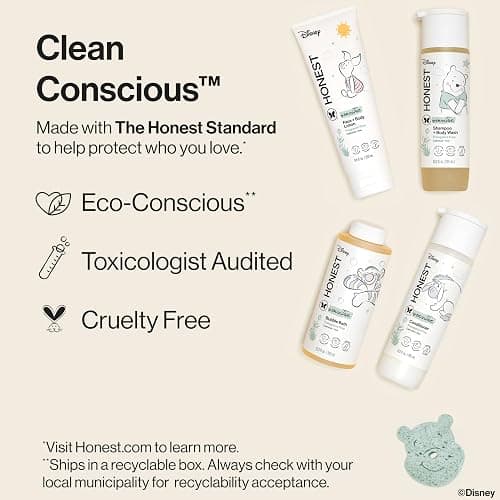 The Honest Company Bathtime Gift Set, Disney Design + Fragrance-Free | Disney-Design Fragrance-Free Bathtime Set: Shampoo & Body Wash, Lotion, Bubble Bath, Conditioner & Sponge. Hypoallergenic. thumbnail 4