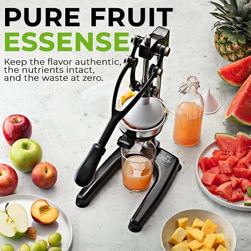 Zulay Kitchen Pulverizer 9 in 1 Cast Iron Juicer - Easy-to-Clean Heavy-Duty Manual Juicer with Presser Attachment to Juice All Types of Fruits! Extra Tall with Stainless Steel Bowl - Black thumbnail 9