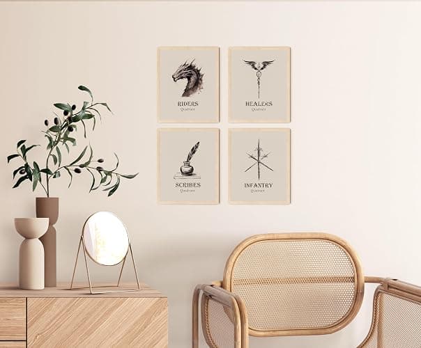 TwoDays 4th Wing Bookish Merch Room Decor, War College Four Quadrants Inspired Wall Art Prints for Fans Gifts, Fantasy Book Merchandise Posters. (8" X 10", Set of 4, UNFRAMED) - Fantasy - Unframed - 8x10 thumbnail 4