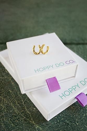 Horseshoe Earrings 18k Gold | Equestrian Jewelry Gift for Women Horse Lovers, Lucky Good Luck Charm Studs thumbnail 4