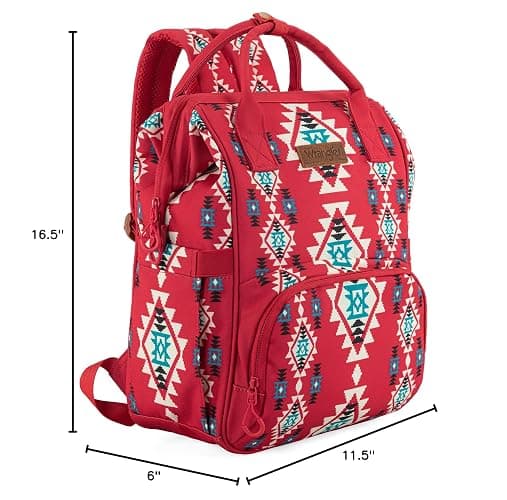 Wrangler Aztec Backpack Organized Daypack Travel Baby Bag with Stroller Strap and Side Bottle Pockets WG2204-9110BDY thumbnail 2