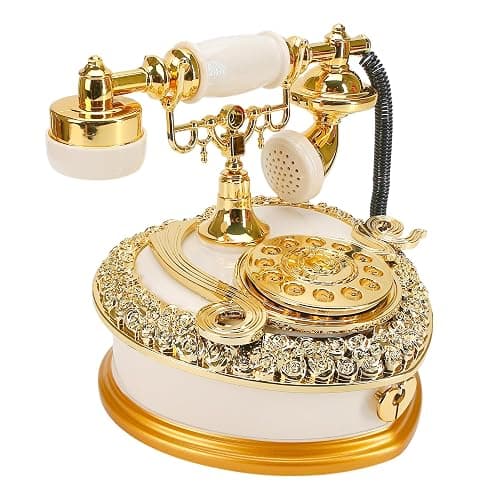 Big Vintage Telephone Jewelry Box 7x8" with Drawer - Heart Shaped Trinket Music Boxes with Retro Dial, Victorian Storage, Cute Antique Gifts for Women, Unique Style Home Decoration, Shelf Decor - Image 1