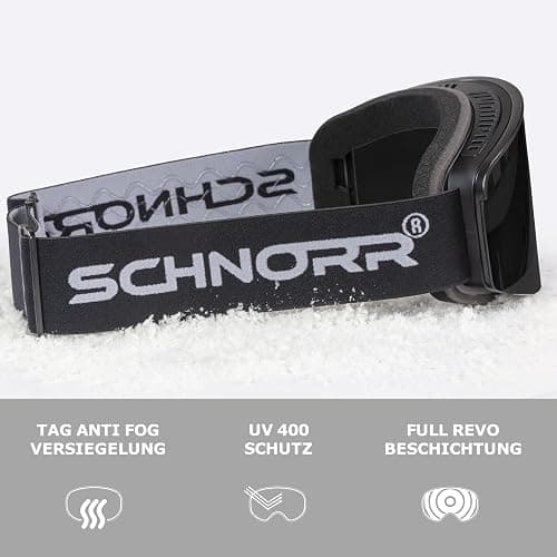 SCHNORR Skibrille mit magnetischer Glaswechselfunktion Full REVO, Anti-Fog, UV400 Skibrille Männer, Ski Brille Frauen, Snowboardbrille, schlechtes Wetter, Schibrille, Skiing Goggles thumbnail 3