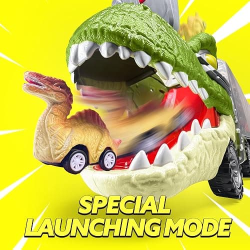 JOYIN 13 in 1 Dinosaur Toys for Kids 3-5, Dinosaur Truck with 12 Pull Back Cars, Birthday Gifts Toys for 3 4 5+ Year Old Boy, Transport Carrier Truck for Toddlers, Christmas Great Gifts for Grandkids thumbnail 4