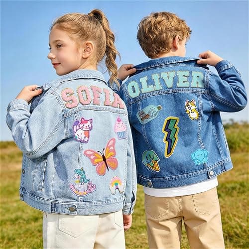 Gowelly Personalized Kids Denim Jean Jacket with Name Patche-Toddler Jacket | Back to School Outfits Clothes for Girls&Boy, Personalized 1-10 T Year Old Birthday Gifts from Grandmom Mom Aunt thumbnail 3