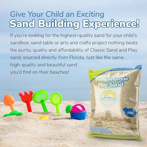 Classic Sand and Play Sand for Sandbox, Table, Therapy, and Outdoor Use, 20 lb. Bag, Natural, Non-Toxic, Wet Castle Building for Creativity and Stimulates Sensory Skills thumbnail 4