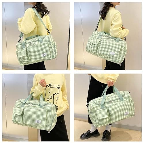 Small Gym Bag for Women, Travel Duffle Bag Carry On Weekender Bag with Shoe Compartment thumbnail 2