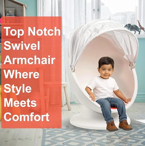 home stuff Swivel Chair White/Red Spinning Chair for Kids Sensory for Improving Physical Coordination with Non Slip Sitting and More Safer and Ideal Companion for Autism Children, Medium thumbnail 3