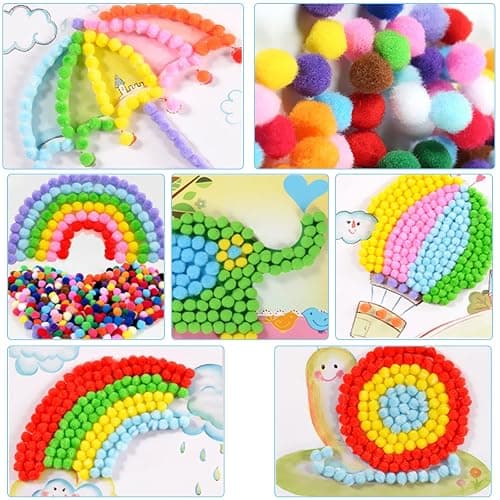 Acerich 2000 Pcs 1cm Assorted Pompoms Multicolor Arts and Crafts Fuzzy Pom Poms Balls for DIY Creative Crafts Decorations thumbnail 3