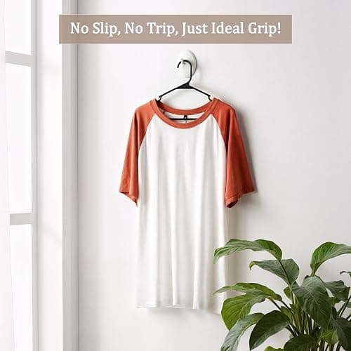 Utopia Home Plastic Hangers 50 Pack, Space-Saving Clothes Hangers with Non-Slip Shoulder Grooves for Strappy Clothes, Ideal for Home Closet Organization and Warddrobe Solutions (Black) thumbnail 8