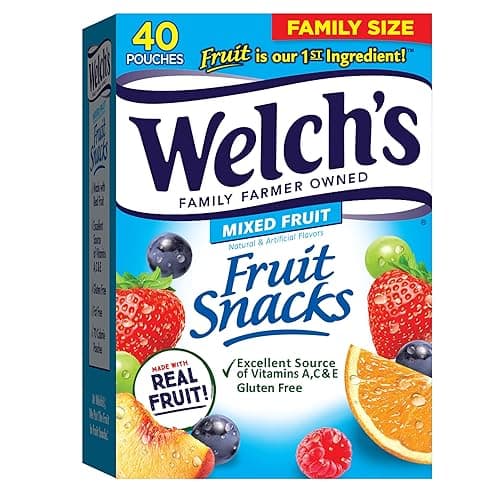 Welch's Fruit Snacks, Mixed Fruit Snack Box, Gluten Free, 0.8oz Snack Packs (Pack of 40)