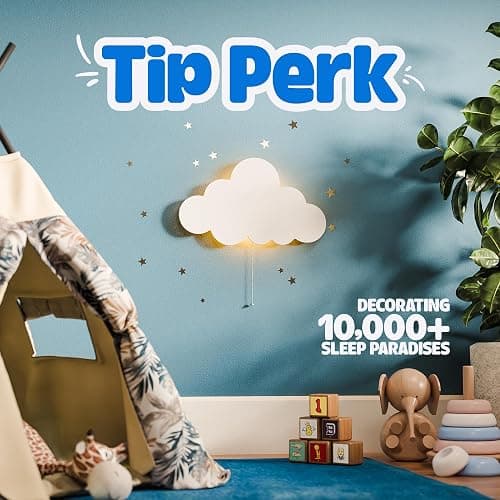 Tip perk 2 Pack Cloud Light - Floating Cloud Wall Lamp for Nursery | Cute Floating Lamp for Kids Bedroom | Battery-Operated Hanging Night Lights for Bedroom/Baby Nursery thumbnail 8