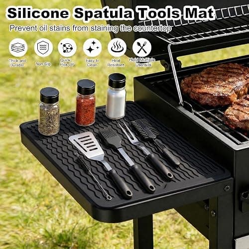 Geban Blackstone Griddle Tool Mat, BBQ Accessories Rest Pad for Black Stone, Weber, Traeger Grill Side Shelf, Silicone Heat Resistant Mat, Outdoor Kitchen Counter, Gifts for Men (Black) thumbnail 3
