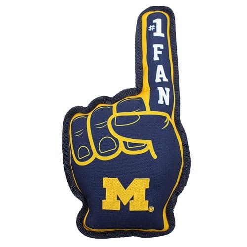 Pets First NCAA Michigan Wolverines #1 Fan Toy. Best Sports Dog Toy with Double Stitched Trim and Tough Nylon Material Filled with Chewable Polyfil and Inner Squeaker thumbnail 3