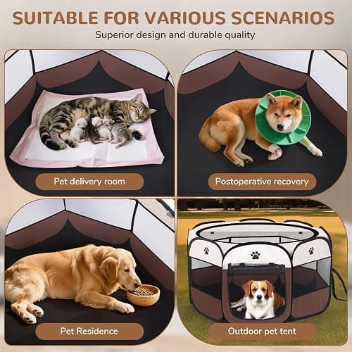 FurNest Pop-up Playpen for Puppy, Portable and Foldable Exercise Kennel Tent Crate Indoor/Outdoor Travel Camping, Removable Zipper Top thumbnail 5
