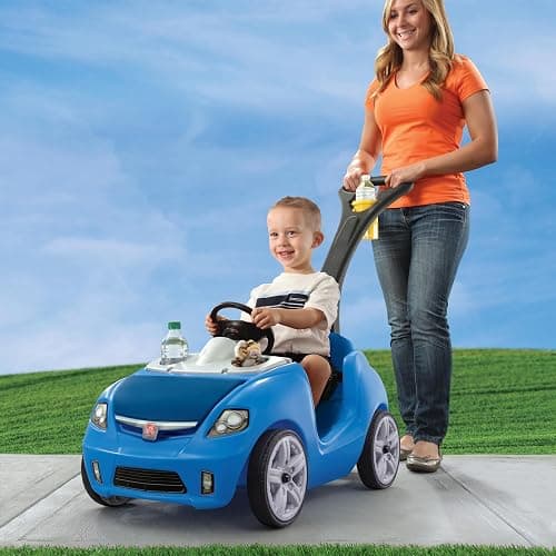 Step2 Whisper Ride II Kids Push Car, Ride-On Car with Seat Belt and Horn, Toddlers and Preschoolers Ages 18 Months–4 Years, Max Weight 50 lbs., Quick Fold Handle, Stroller Alternative, Blue thumbnail 2