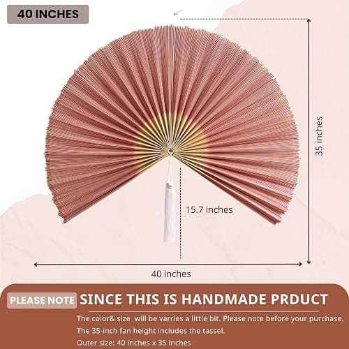 ChumDecor Fan Wall Decor,Japanese Chinese Wall Fans Decor, Boho Hanging Headboard,Decorative Folding Fan for Over Bed Decorations (Redpink, 40inch) thumbnail 3