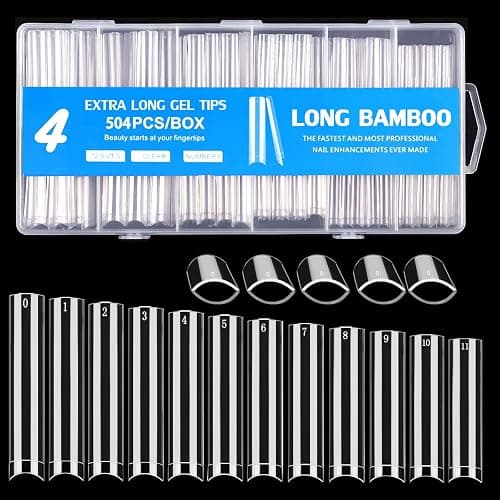 504 Pcs No C Curve Square Nail Tips, XXXL Half Cover Clear Nails Tips for Acrylic Nails, 3XL Straight Tapered Square Flattened Fake Nail Tips for Nail Salons and DIY 12 Sizes thumbnail 2