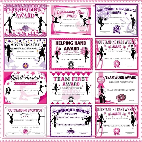 Geyoga 40 Pcs Cheerleading Award Certificates Recognition Certificate of Achievement Competition Diplomas Encouraging Gift for Adult Cheerleading Party, 7.87 x 5.91 Inch thumbnail 4