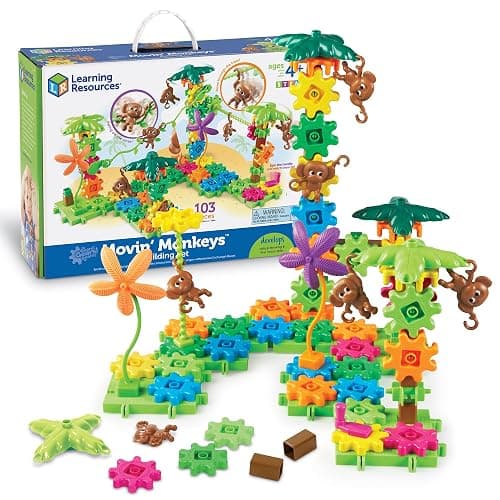 Learning Resources Gears Movin' Monkeys Building Play Set, STEM Activities, Fine Motor Skills, Toddler Explorer Kit, Science and Construction, Boys and Girls Gifts, Ages 5 and Up - Image 1
