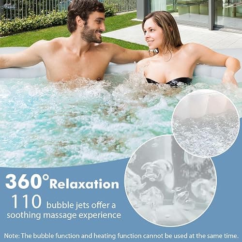 GYMAX Hot Tub, Inflatable Hot Tub with 130 Soothing Bubble Air Jets, Insulated Lockable Cover, Ground Mat & Filter Cartridges, Outdoor Blow Up Spa Tub for Backyard, Patio (Round, 2-4 Person) thumbnail 4
