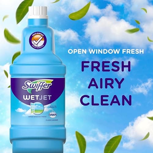 Swiffer WetJet Hardwood and Floor Spray Mop Cleaner Starter Kit, Includes: 1 Power Mop, 10 Pads, Cleaning Solution, Batteries thumbnail 6