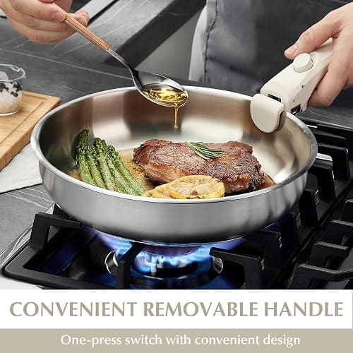 KOCH SYSTEME CS 7 Piece Stainless Steel Cookware Set, Stainless Steel Pots and Pans Set, Stainless Steel Pan with Detachable Handle, Kitchen Set, Induction Compatible, Dishwasher & Oven Safe - 7 PCS thumbnail 2