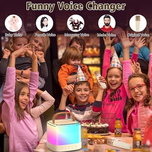 Karaoke Machine for Kids,Portable Bluetooth Speaker with Wireless Microphone for Illusionary Flowing Light,Karaoke Toys Gifts for Girls & Boys Ages 4-12 +Year Old Birthday Party thumbnail 5
