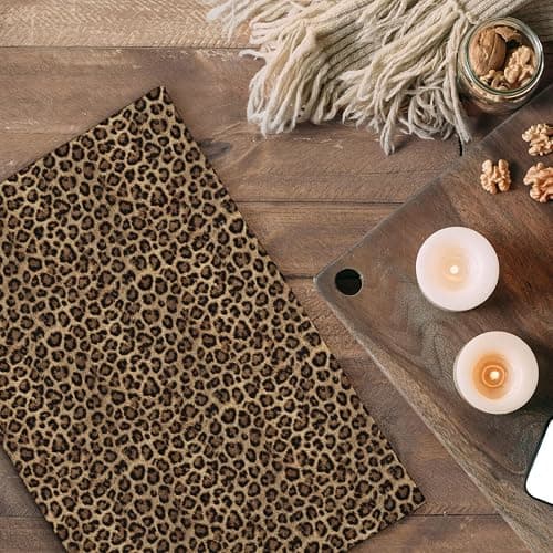 Qeheb Trendy Funky Retro Leopard Kitchen Towels Set of 2, Cheetah Decor Hand Towels for Bathroom, Leopard Print Decorative Dish Tea Towels for Kitchen Decor, Cheetah Bathroom Decor, 16X24In thumbnail 6