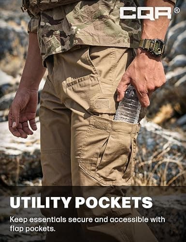 CQR Men's Tactical Pants, Water Resistant Ripstop Cargo Pants, Lightweight EDC Work Hiking Pants, Outdoor Apparel thumbnail 8