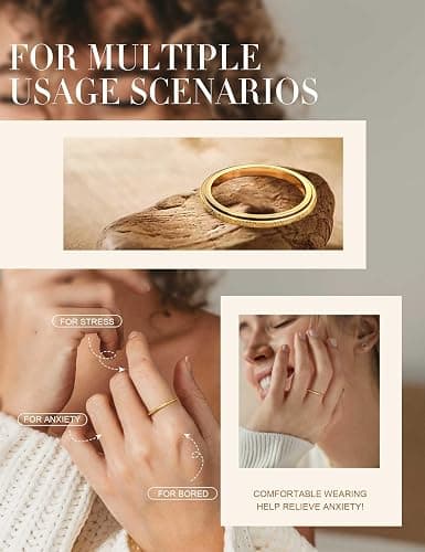 Diamday Fidget Rings for Women Men -2 4mm Titanium Steel Spinner Ring for Anxiety Stress Relief Glitter Sandblast Spinning Figit Anxiety Jewelry for Women Gifts thumbnail 6